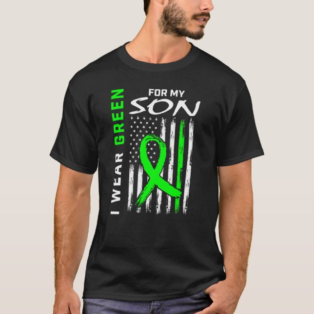 Grönt Son Cerebral Palsy Kidney Disease Awareness T Shirt (Framsida)