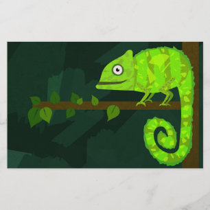 Grönt söt kameleon brevpapper