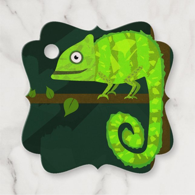 Grönt söt kameleon gåvor etiketter (Framsida)