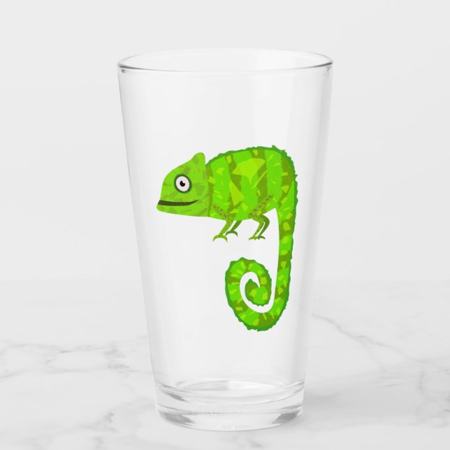 Grönt söt kameleon glaskopp (Framsida)