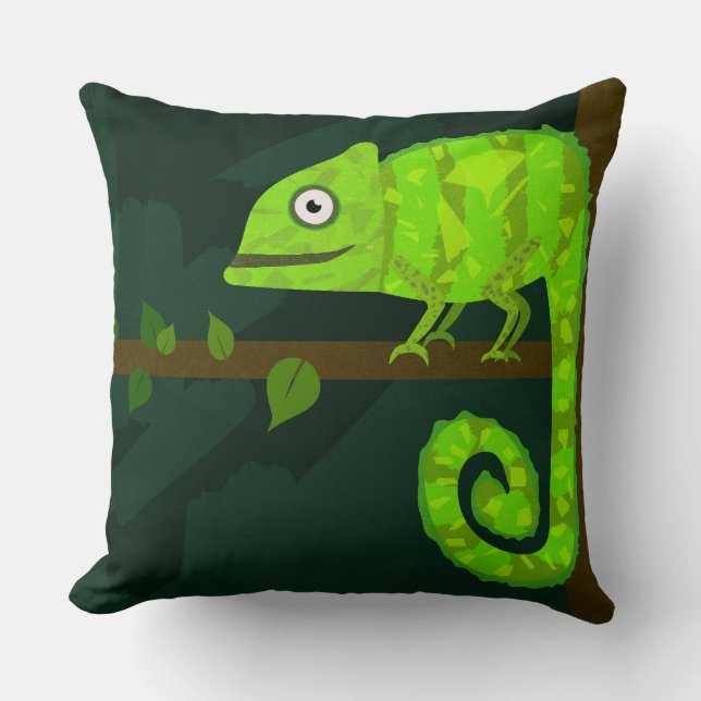 Grönt söt kameleon kudde (Framsida)