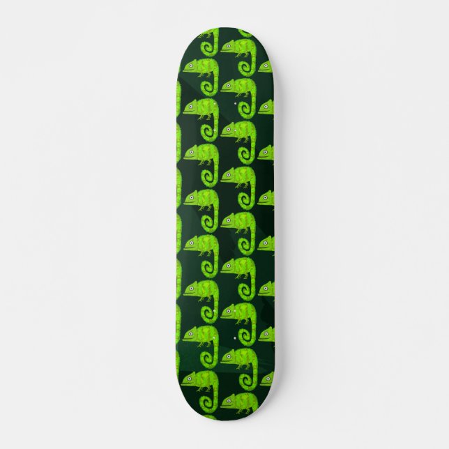 Grönt söt kameleon mini skateboard bräda 18,5 cm (Framsida)