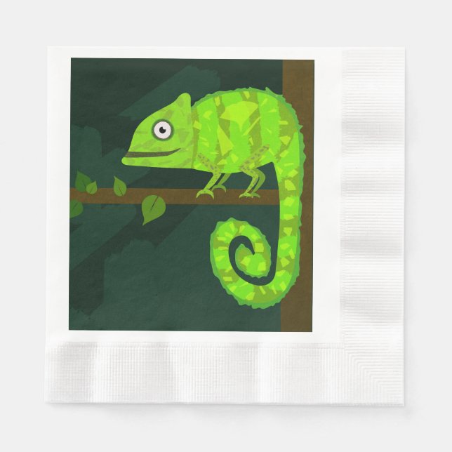 Grönt söt kameleon pappersservett (Framsidan)