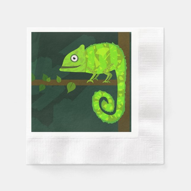 Grönt söt kameleon pappersservett (Framsidan)