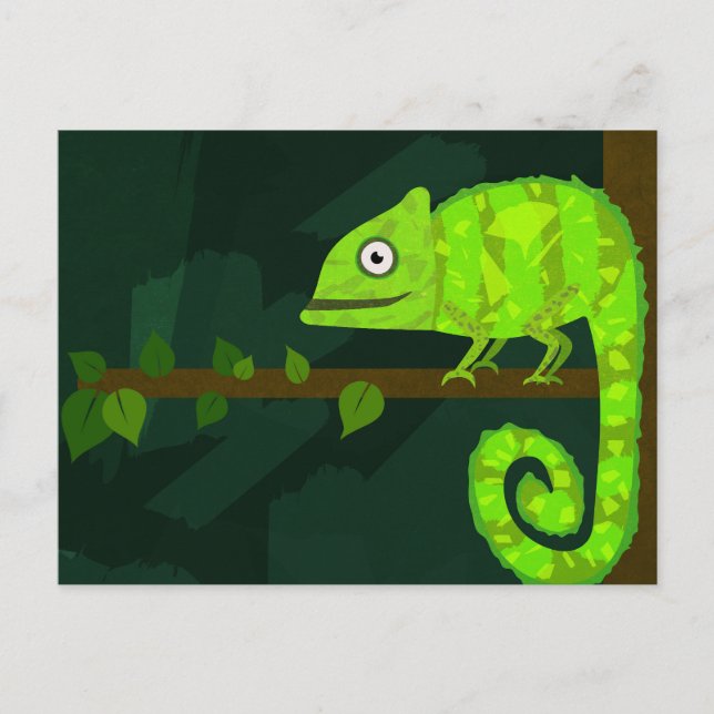 Grönt söt kameleon rådkort (Framsida)