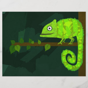 Grönt söt kameleon reklamblad