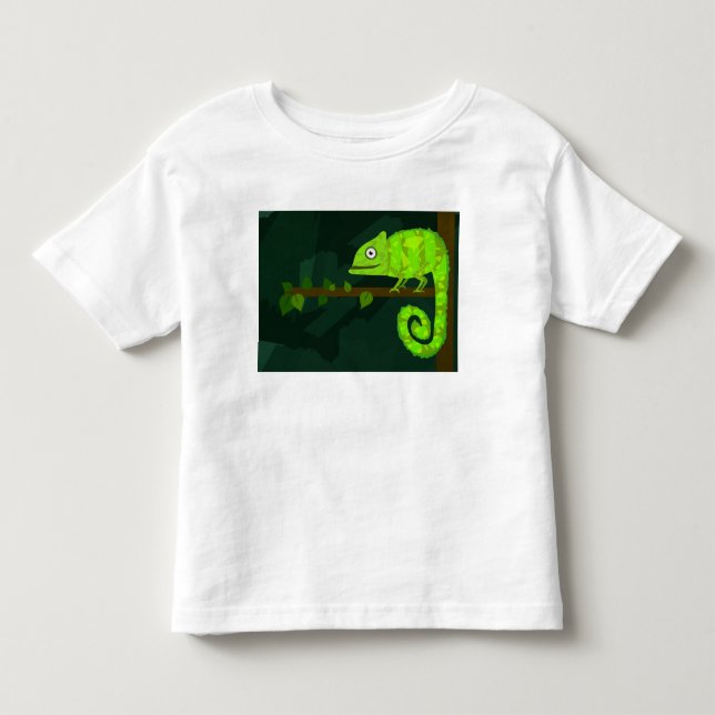 Grönt söt kameleon t shirt (Framsida)