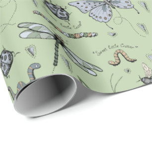 Grönt Söta lilla kritikern Baby Kryp Insekt Kids Presentpapper