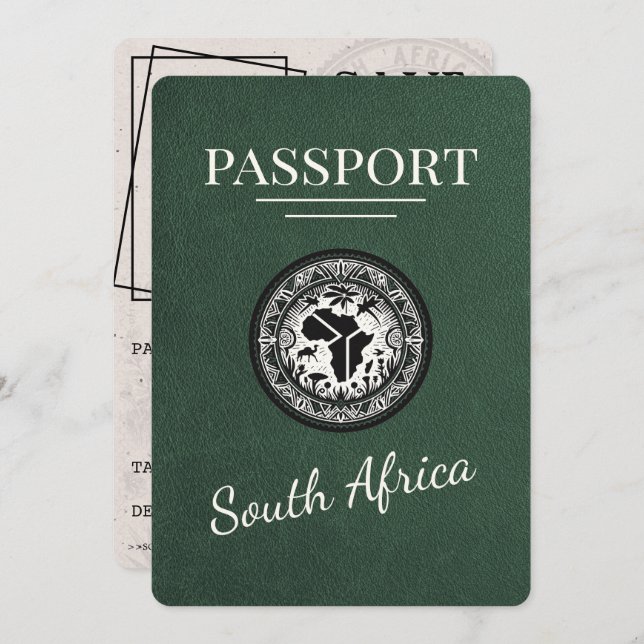 Grönt South Afrika Passport Spara Datumet (Fram/baksida)