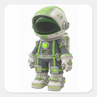 Grönt Space Explorer Fyrkantigt Klistermärke