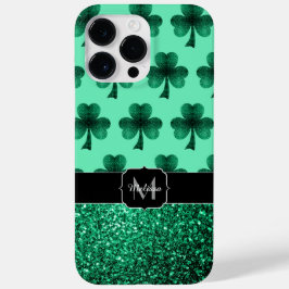 Grönt Sparkles Shamrock St. Patrick'Day Monogram