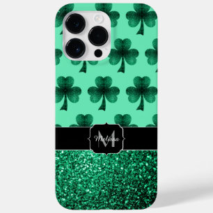 Grönt Sparkles Shamrock St. Patrick'Day Monogram