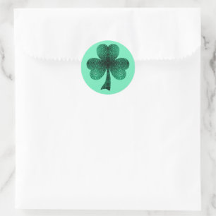 Grönt Sparkles Shamrock St. Patrick'Day turquise Runt Klistermärke