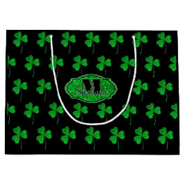 Grönt Sparkly Shamrocks Monogrammed St Patrick