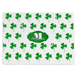 Grönt Sparkly Shamrocks Monogrammed St Patrick