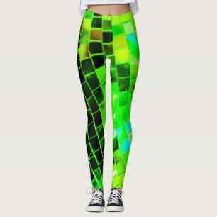 Grönt speglad Disco Boll Leggings