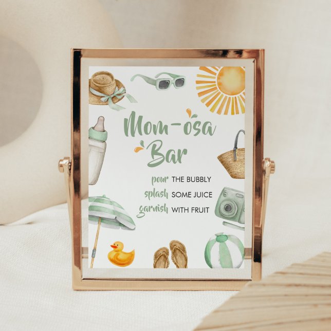 Grönt Speth Stänk Baby Shower Mamma Osa Pub Poster (Summer Baby Bash Baby Shower Mom Osa Bar Sign)