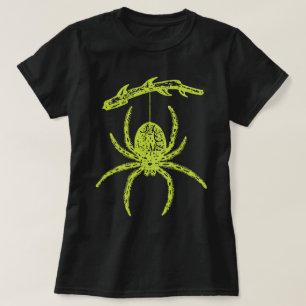 Grönt Spider Hanging från Gren T-Shirt
