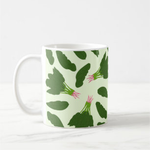 Grönt Spinach Löv Mönster Kaffemugg