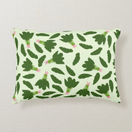 Grönt Spinach Löv Mönster Prydnadskudde
