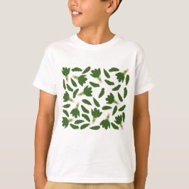 Grönt Spinach Löv Mönster T Shirt