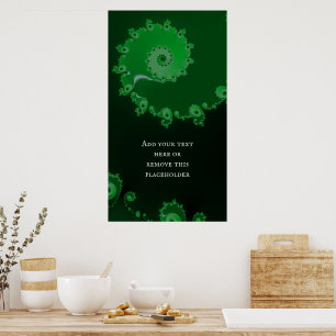 Grönt Spiral Fractal Abstrakt med Anpassningsbar o Poster
