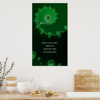 Grönt Spiral Fractal Abstrakt med Anpassningsbar o Poster