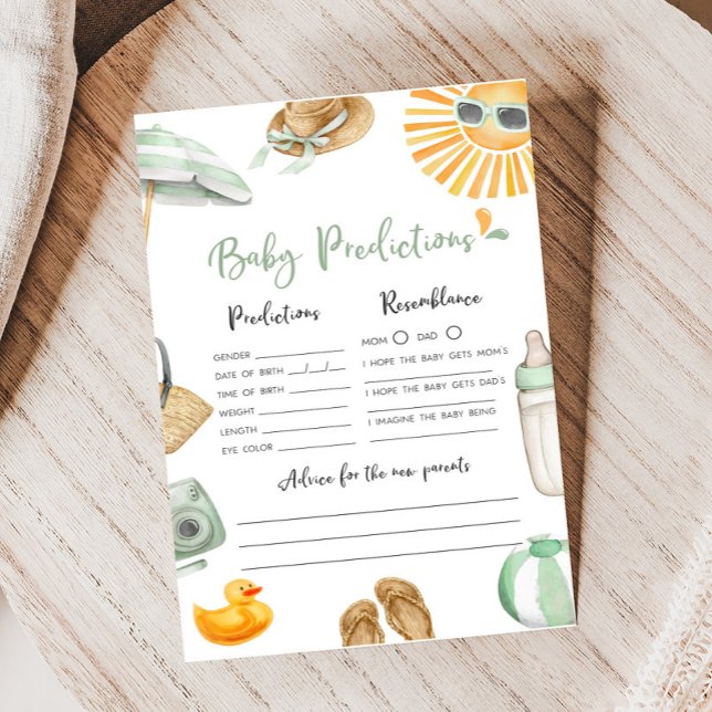 Grönt Splish Stänk Baby predictions-spel (Summer Baby Bash Baby Shower Baby Predictions Game)