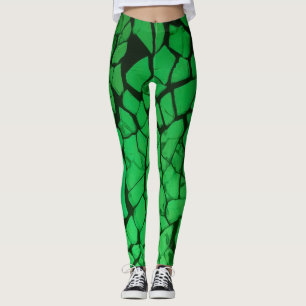 Grönt splittrat exponeringsglas leggings