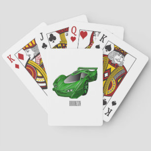 Grönt sportbil med flygplansillustration casinokort