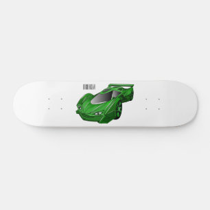 Grönt sportbil med flygplansillustration mini skateboard bräda 18,5 cm
