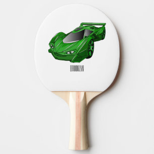 Grönt sportbil med flygplansillustration pingisracket