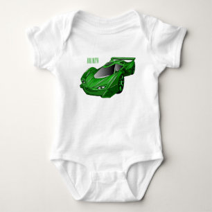 Grönt sportbil med flygplansillustration t shirt