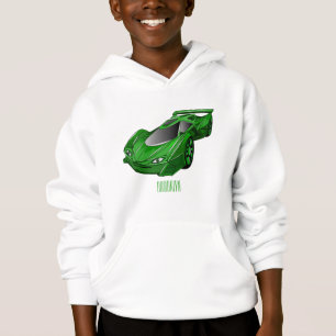 Grönt sportbil med flygplansillustration t shirt