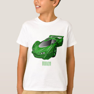 Grönt sportbil med flygplansillustration t shirt