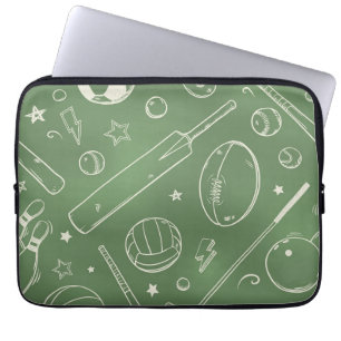Grönt Sports Mönster Laptop Fodral