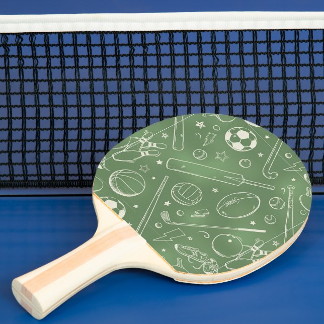 Grönt Sports Mönster Pingisracket (Insitu)