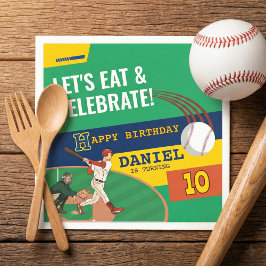 Grönt Sporty Baseball Batter Boll Barns födelsedag Pappersservett