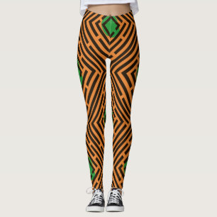 Grönt Spot Black Labyrint Mönster på Anpassningsba Leggings