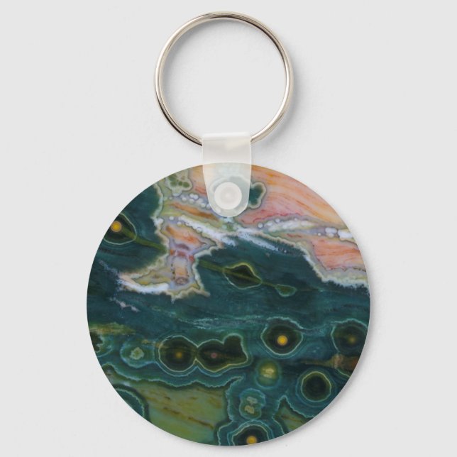 Grönt Spoted Ocean Jasper Nyckelring (Framsida)