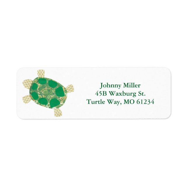 Grönt Spoted Turtle-Adressetiketter Returadress Etikett (Framsidan)
