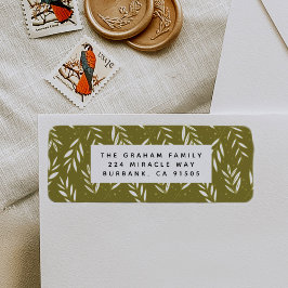 Grönt Sprigs Botanical Return-adressetikett Returadress Etikett