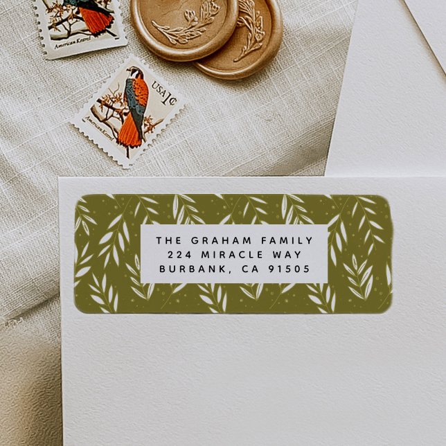 Grönt Sprigs Botanical Return-adressetikett Returadress Etikett (Skapare uppladdad)