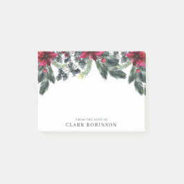 Grönt Spruce Red Poinsettia jul Post-it Block