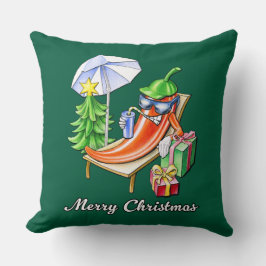 Grönt Square God jul Chili Tecknad Art Kudde