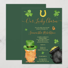 Grönt St Patrick vattencolor baby dusch per post Inbjudningar