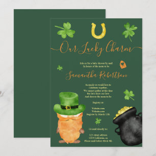 Grönt St Patrick vattencolor baby dusch per post Inbjudningar