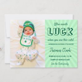 grönt st patrick's day baby annonseringsfoto julkort