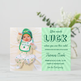 grönt st patrick's day baby annonseringsfoto julkort