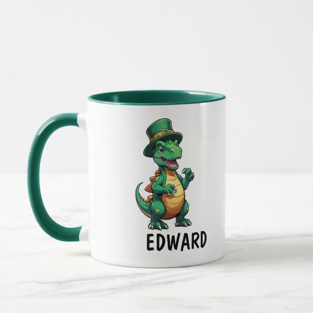Grönt St patrick's day dinosaur Mugg (Vänster)